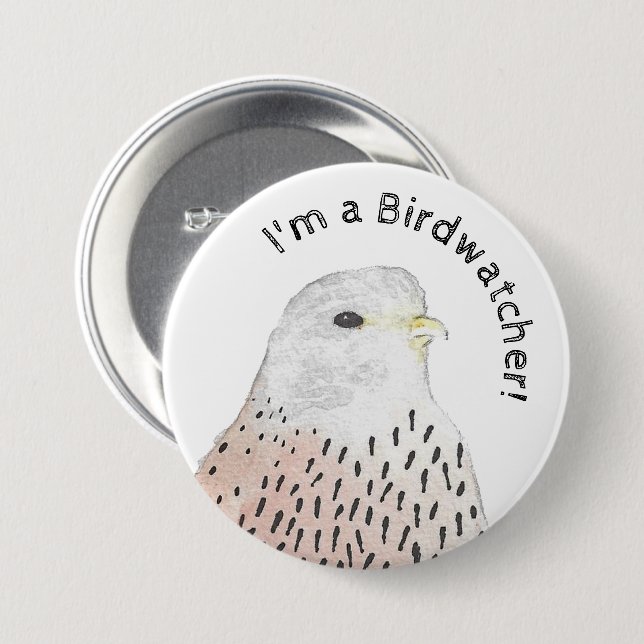 Badge Rond 7,6 Cm Je suis un Kestrel Birdwatcher (Devant & derrière)