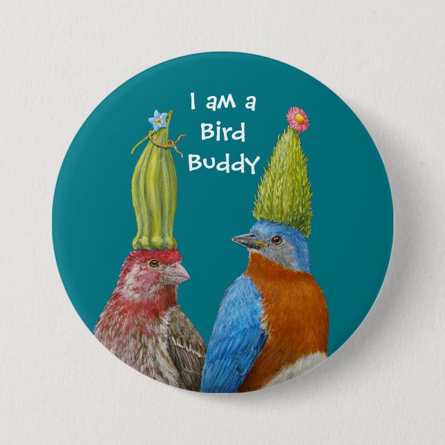 Badge Rond 7,6 Cm Je suis une goupille d'ami d'oiseau (Devant)