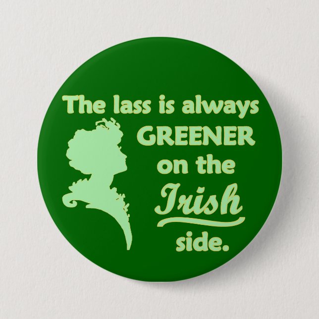 Badge Rond 7,6 Cm Jeune fille irlandaise verte grande (Devant)