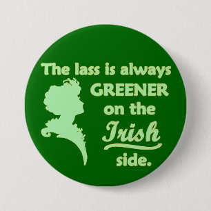 Badge Rond 7,6 Cm Jeune fille irlandaise verte grande
