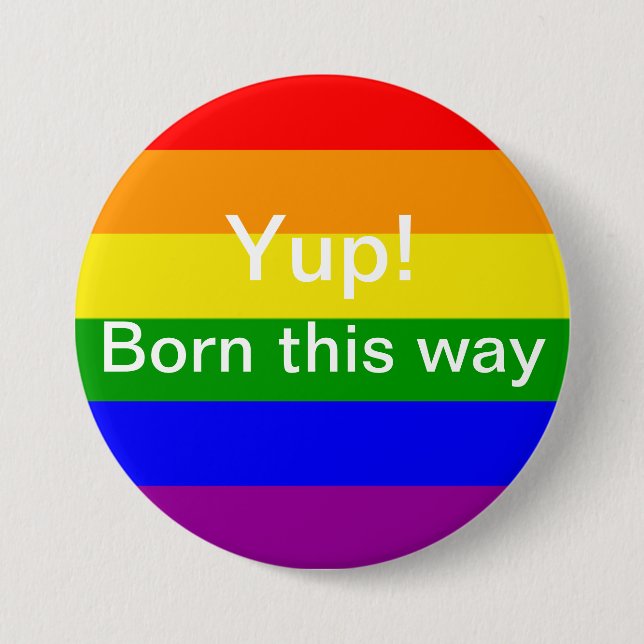Badge Rond 7,6 Cm Jeune gay pride né de cette façon Rainbow Flag (Devant)