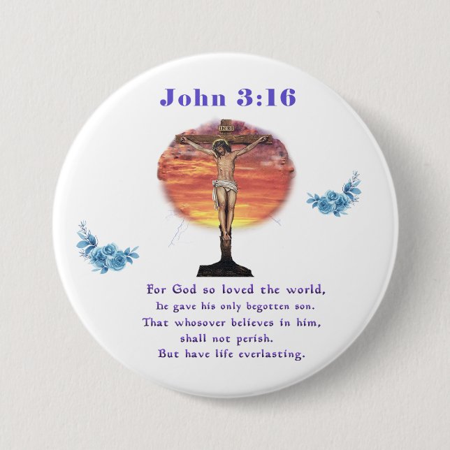 Badge Rond 7,6 Cm John 3:166 (Devant)