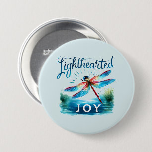 Badge Rond 7,6 Cm Joie légère - libellule artistique