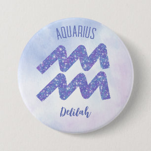 Badge Rond 7,6 Cm Joli Aquarius Astrologie Signal Personnalisé Viole