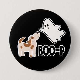 Badge Rond 7,6 Cm Joli Boo Chien Halloween Effrayant