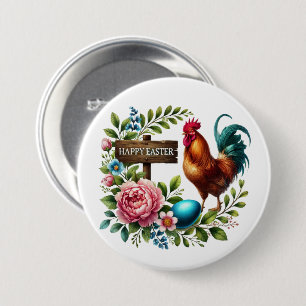 Badge Rond 7,6 Cm Joli coq de Pâques