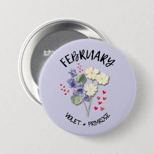 Badge Rond 7,6 Cm Joli FÉVRIER Naissance Mois Fleur Anniversaire