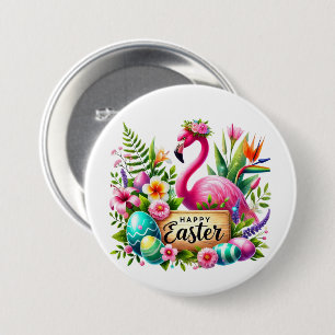 Badge Rond 7,6 Cm Joli flamant rose pâques
