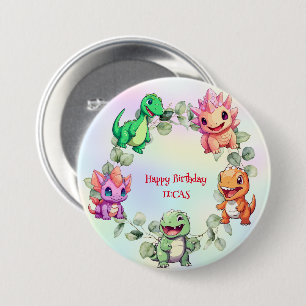Badge Rond 7,6 Cm Jolie dinosaure jungle École enfant fête d'anniver