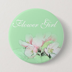 Badge Rond 7,6 Cm Jolie fleur de pomme rose pâle fille