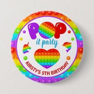 Badge Rond 7,6 Cm Jouet anti-stress Pop It arc-en-ciel pour annivers