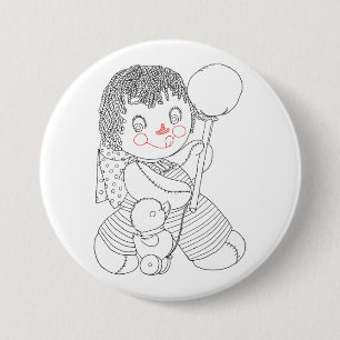 Badge Rond 7,6 Cm Jouet de poupée mignonne canard dessin à la main i