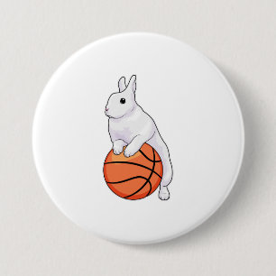 Badge Rond 7,6 Cm Joueur de basket-ball Bunny