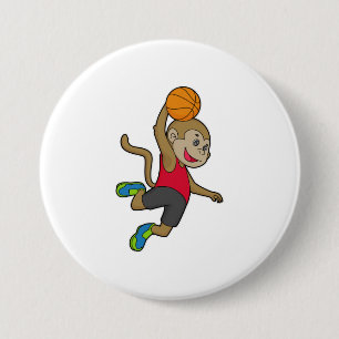 Badge Rond 7,6 Cm Joueur de basket-ball singe