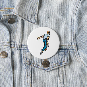 Badge Rond 7,6 Cm Joueur de bowling rétro lancer la balle