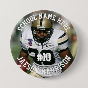 Badge Rond 7,6 Cm Joueur de football Ajouter un nom Numéro Équipe et