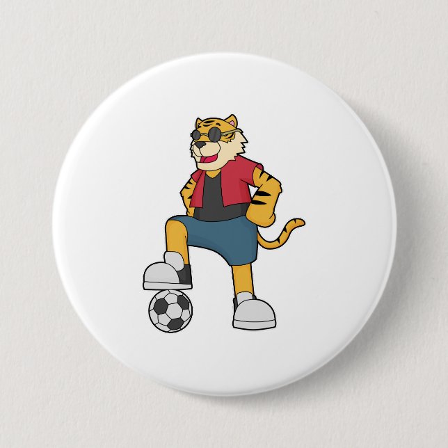 Badge Rond 7,6 Cm Joueur de football de Tiger (Devant)