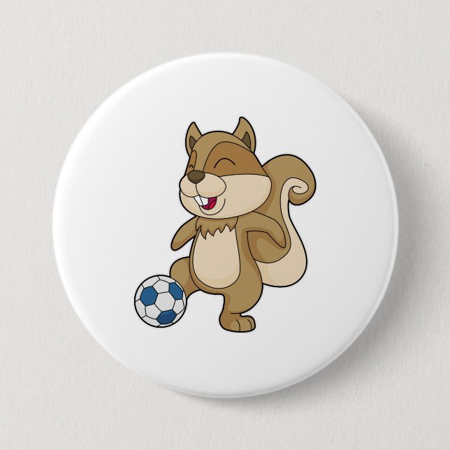 Badge Rond 7,6 Cm Joueur de football d'écureuil (Devant)