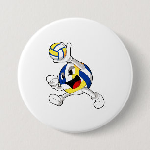 Badge Rond 7,6 Cm Joueur de volley-ball avec volley-ball