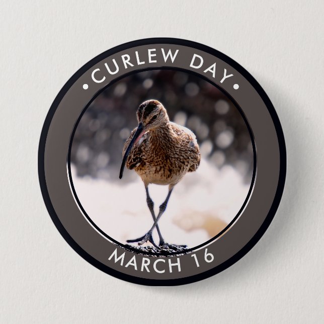 Badge Rond 7,6 Cm Jour du Courlis (Devant)