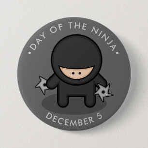 Badge Rond 7,6 Cm Jour du Ninja, dessin animé shuriken