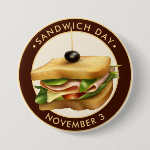 Badge Rond 7,6 Cm Jour du Sandwich