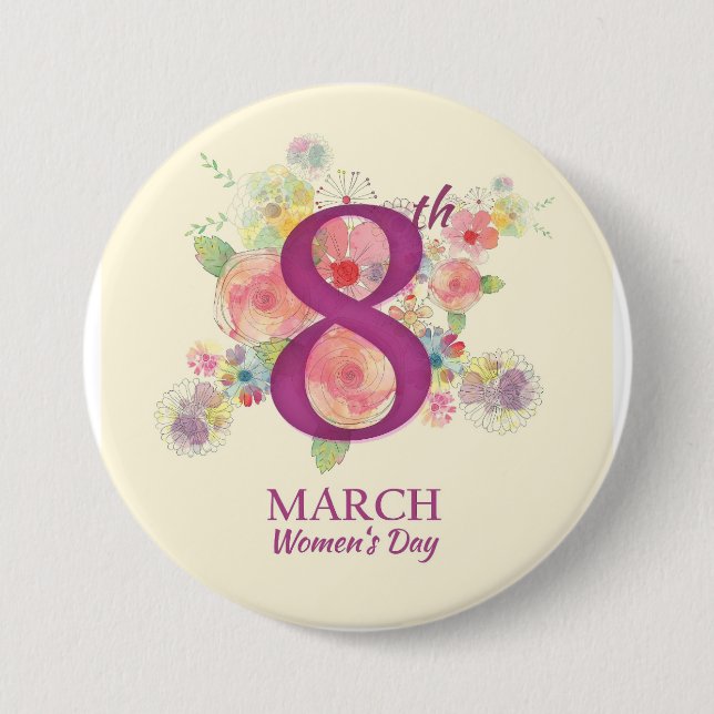 Badge Rond 7,6 Cm Journée de la femme 8 mars (Devant)