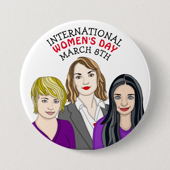 Badge Rond 7,6 Cm Journée internationale de la femme - 8 mars (Devant)