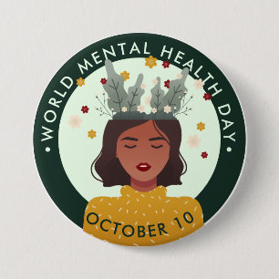 Badge Rond 7,6 Cm Journée mondiale de la santé mentale, femme