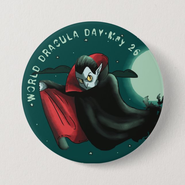 Badge Rond 7,6 Cm Journée mondiale Dracula, vampire (Devant)