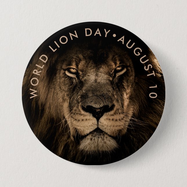 Badge Rond 7,6 Cm Journée mondiale du lion (Devant)