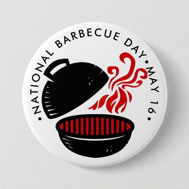 Badge Rond 7,6 Cm Journée nationale du barbecue, GRILL (Devant)