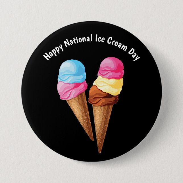 Badge Rond 7,6 Cm Joyeuse Journée nationale de la crème glacée (Devant)