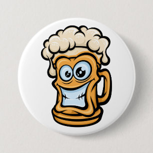 Badge Rond 7,6 Cm Joyeuse Mug De Bière, Illustration Drôle