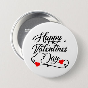 Badge Rond 7,6 Cm Joyeuse Saint-Valentin lettrage