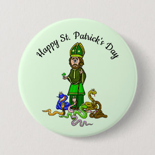 Badge Rond 7,6 Cm Joyeuse St. Patrick's Day avec le bouton Snakes