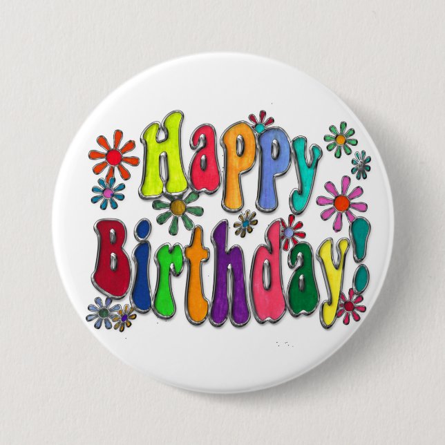 Badge Rond 7,6 Cm Joyeux anniversaire (Devant)