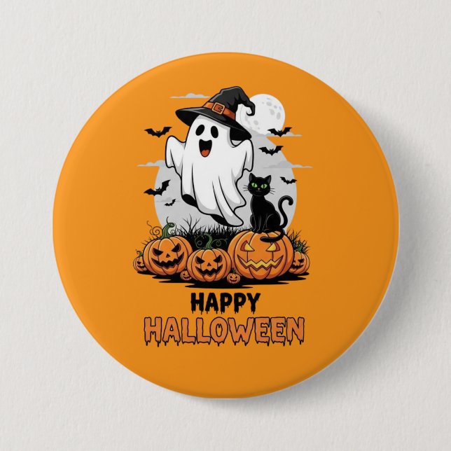 Badge Rond 7,6 Cm Joyeux fantôme d'Halloween (Devant)