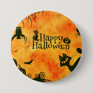 Badge Rond 7,6 Cm Joyeux Halloween Black Kitty