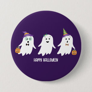 Badge Rond 7,6 Cm Joyeux Halloween Fantômes Trick Ou Treat
