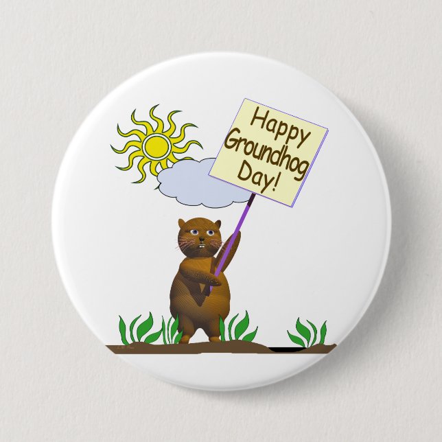 Badge Rond 7,6 Cm Joyeux Jour de la marmotte (Devant)