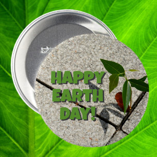 Badge Rond 7,6 Cm Joyeux Jour des terres Arbre semis Nouvelle croiss