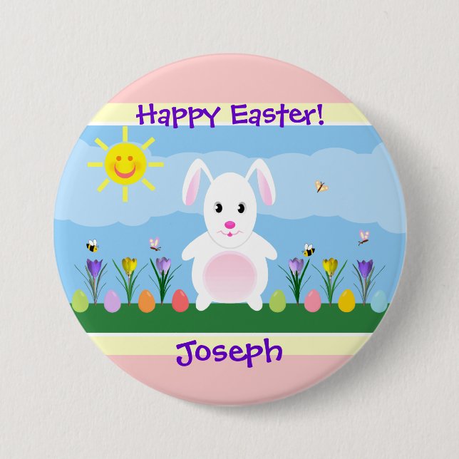 Badge Rond 7,6 Cm Joyeux lapin de Pâques personnalisé (Devant)