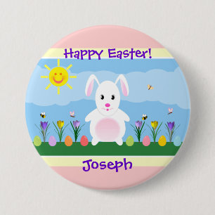 Badge Rond 7,6 Cm Joyeux lapin de Pâques personnalisé