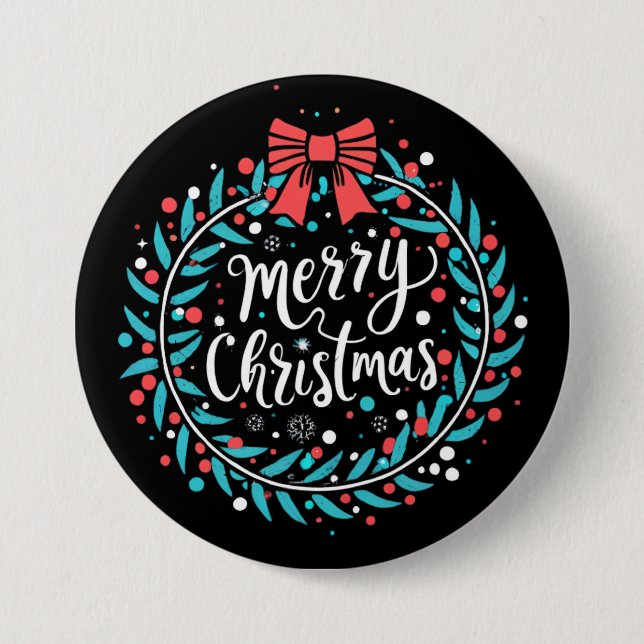 Badge Rond 7,6 Cm Joyeux Noël Berry Wreath (Devant)