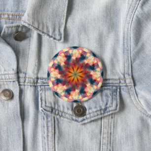 Badge Rond 7,6 Cm Kaleidoscopique Prismatique Mandala