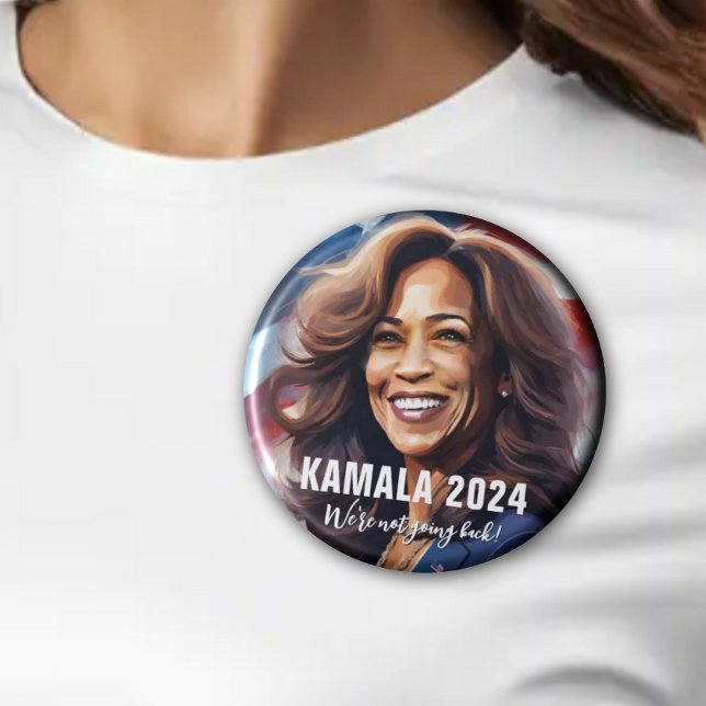 Badge Rond 7,6 Cm Kamala Harris 2024 Ne pas revenir à l'art graphiqu (KAMALA HARRIS 2024 Modern Graphic Art Image with Not Going Back quote.)