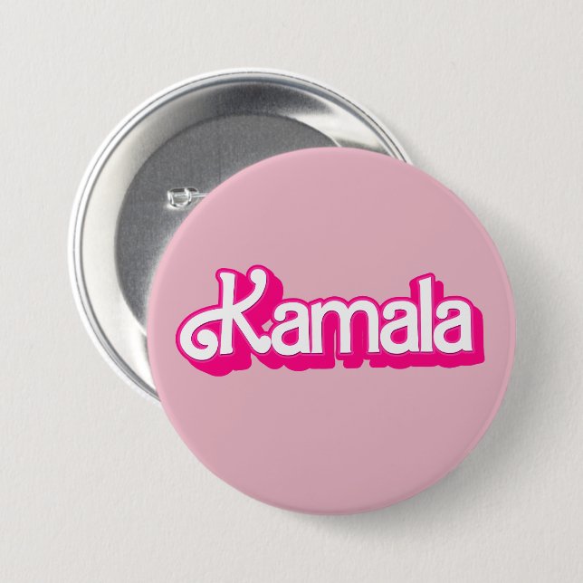 Badge Rond 7,6 Cm Kamala Harris en rose (Devant & derrière)