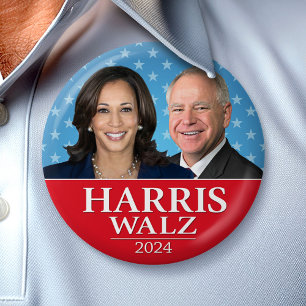 Badge Rond 7,6 Cm Kamala Harris et Tim Walz 2024 - Stars modernes