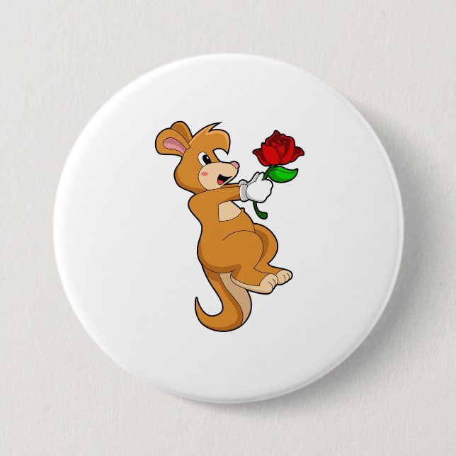 Badge Rond 7,6 Cm Kangaroo with Flower (Devant)